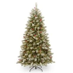 National Tree Company 7.5 Ft PowerConnect(TM) Snowy Bristle Berry Tree With Dual Color® LED Lights