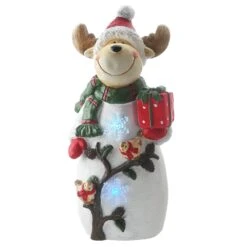 National Tree Company 22" Reindeer Holding Gift With Multicolor Lights