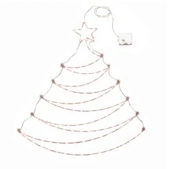 National Tree Company, Pre-Lit Artificial Silver Christmas Tree, Hanging Metal Wire Decoration, With Warm White LED Lights, Battery Powered, 37 In