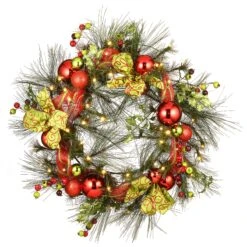 National Tree Company Artificial Christmas Wreath, Green, Bristle Berry, Decorated With Ball Ornaments, Bows, Berry Clusters, Christmas Collection, 30 Inches