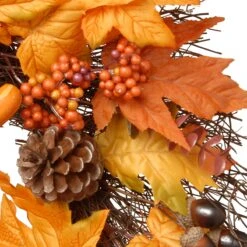 Artificial Autumn Wreath, Decorated With Gourds, Pumpkins, Berry Clusters, Acorns, Maple Leaves, Autumn Collection, 24 In -National Tree Company RAHV 8857732W24 3