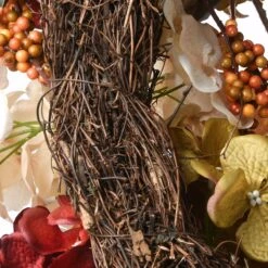 Artificial Autumn Wreath, Decorated With Pinecones, Berry Clusters, Hydrangeas, Leafy Branches, Autumn Collection, 24 In -National Tree Company RAHV W1613Q 1 5