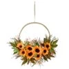 National Tree Company 20" Leafy Sunflower Wreath On Decorative Ring