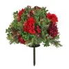 National Tree Company Pre Lit Artificial Urn Filler, Vienna Waltz, Decorated With Red Flower Blooms, Red Berry Clusters, Pine Cones, Warm White LED Lights, Battery Powered, Christmas Collection, 28 Inches