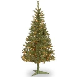 National Tree Company Pre-Lit Artificial Full Christmas Tree, Green, Canadian Fir Grande, White Lights, Includes Stand, 6 Feet
