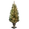 National Tree Company Pre-Lit Artificial Entrance Christmas Tree, Wispy Willow Grande, Green, White Lights, Includes Metal Base, 5 Feet