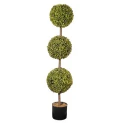 National Tree Company Artificial Potted Three Ball Topiary, Boxwood, Includes Black Pot Base, Spring Collection, 4 Feet