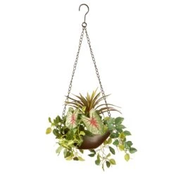 National Tree Company Artificial Hanging Basket, Decorated With Green Leaf Plants, Vines, Includes Brown Pot Base And Hanging Loop, Spring Collection, 9 Inches