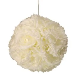 9" White Rose Hanging Ball