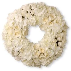 18" Decorated Wreath With Mixed Roses & Hydrangea