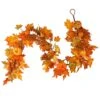 Artificial Autumn Garland, Orange, Made With Pumpkins, Gourds, Maple Leaves, Berry Clusters, Autumn Collection, 5.8 Ft