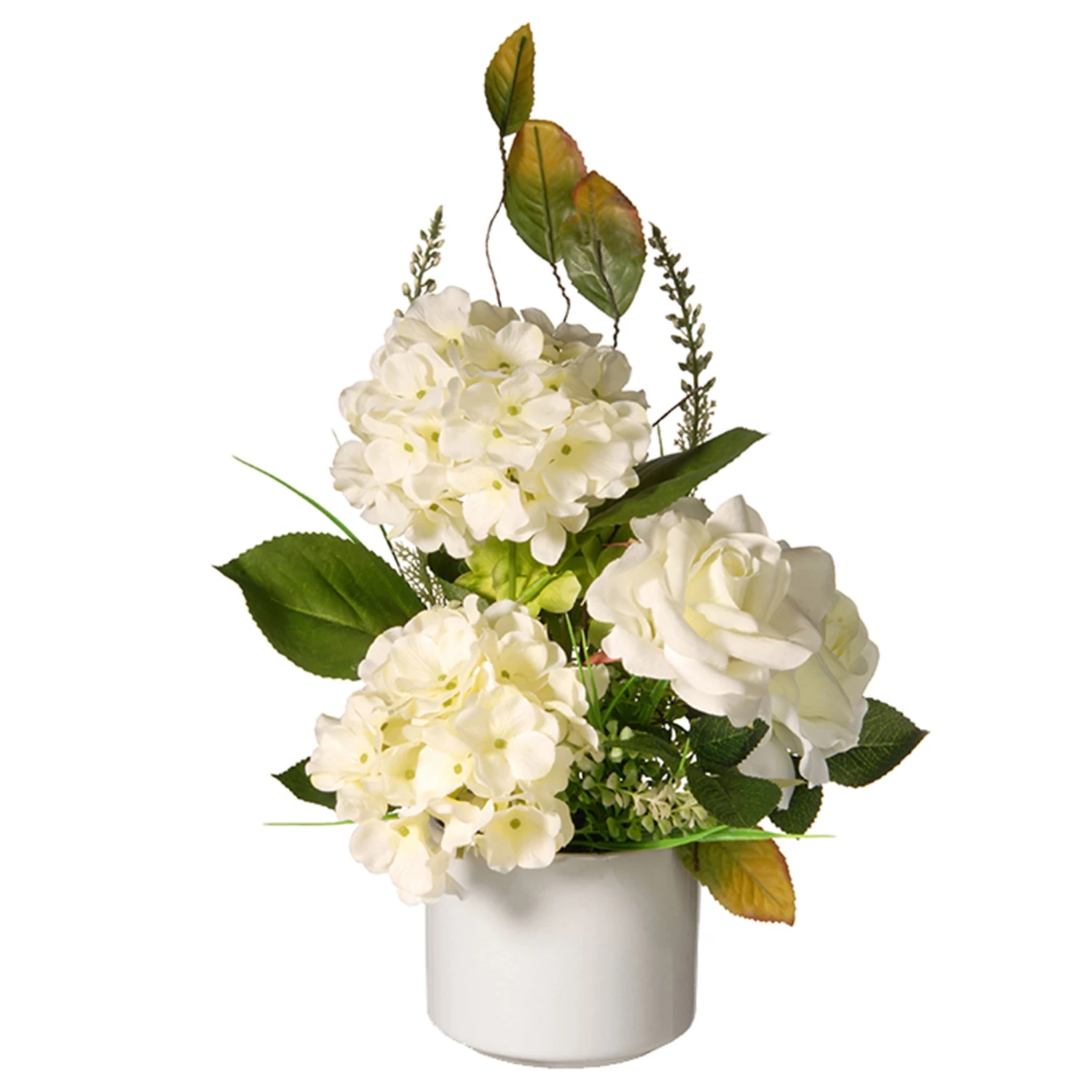 National Tree Company Artificial Potted Flowers, Hydrangea Blooms, Decorated With Leafy Greens, Includes White Pot Base, Spring Collection, 9 Inches 1 National Tree Company Artificial Potted Flowers, Hydrangea Blooms, Decorated With Leafy Greens, Includes White Pot Base, Spring Collection, 9 Inches