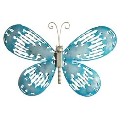 National Tree Company Metal Wall Decoration, Blue Butterfly, Ornate Metal Design, Spring Collection, 18 Inches