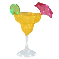 National Tree Company Pre-Lit Margarita Glass Outdoor Decoration, LED Lights, Plug In, Spring Collection, 36 Inches