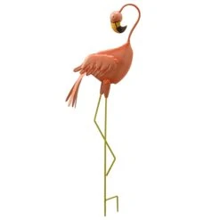 National Tree Company Metal Lawn Decoration, Resting Peach Flamingo, Ornate Metal Design, Spring Collection, 34 Inches