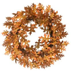 Artificial Autumn Wreath, Decorated With Acorns, Oak Leaves, Autumn Collection, 24 In