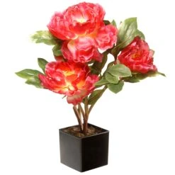 National Tree Company Artificial Potted Flower, Red Peony, Incudes Black Base, Spring Collection, 15 Inches