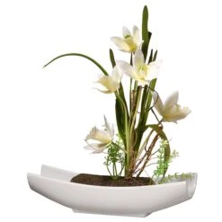 National Tree Company Artificial Potted Flowers, Yellow Orchids, Includes White Base, Spring Collection, 11 Inches