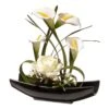 National Tree Company Artificial Potted Flowers, White Lilies And Roses, Includes White Base, Spring Collection, 11 Inches