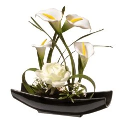 National Tree Company Artificial Potted Flowers, White Lilies And Roses, Includes White Base, Spring Collection, 11 Inches