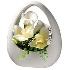National Tree Company Artificial Potted Flowers, White Lilies And Orchids, Includes White Base, Spring Collection, 9 Inches