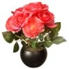 National Tree Company Artificial Potted Flowers, Pink Roses, Includes Black Base, Spring Collection, 9 Inches