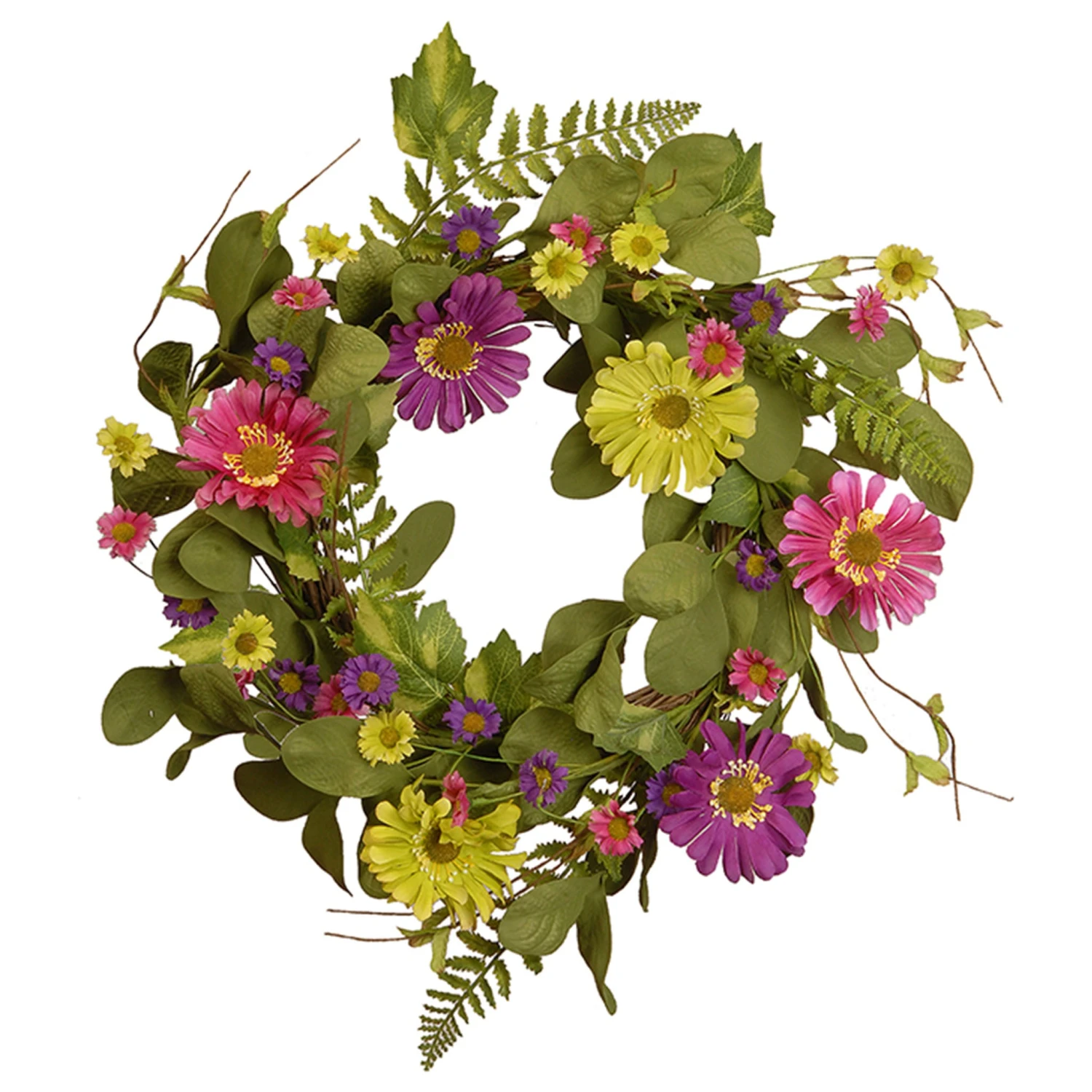 National Tree Company Artificial Hanging Wreath, Woven Branch Base, Decorated With Dasiy Blooms, Leafy Greens, Spring Collection, 22 Inches 1 National Tree Company Artificial Hanging Wreath, Woven Branch Base, Decorated With Dasiy Blooms, Leafy Greens, Spring Collection, 22 Inches