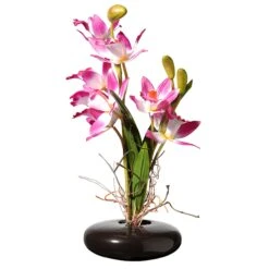 National Tree Company Artificial Potted Flowers, Pink Orchids, Includes Black Base, Spring Collection, 10 Inches