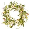 National Tree Company Artificial Hanging Wreath, Vine Stem Base, Decorated With White And Purple Mixed Flower Blooms, Flowing Green Stems, Seed Pods, Spring Collection, 20 Inches