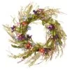 National Tree Company Artificial Hanging Wreath, Vine Stem Base, Decorated With Blue, Red And Pink Mixed Flower Blooms, Flowing Green Stems, Seed Pods, Spring Collection, 20 Inches