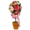 National Tree Company Artificial Potted Plant, Rose And Hydrangea, Decorated With Pink Bow, Includes Classic Grower's Pot, Spring Collection, 14 Inches