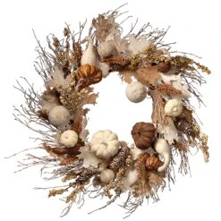 28" White Accent Autumn Wreath