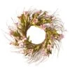 National Tree Company Artificial Hanging Wreath, Woven Branch Base, Decorated With Dogwood Flowers, Leafy Greens, Spring Collection, 22 Inches