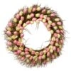 National Tree Company Artificial Hanging Wreath, Woven Branch Base, Decorated With Yellow And Pink Tulip Blooms, Flowing Green Stems, Spring Collection, 32 Inches