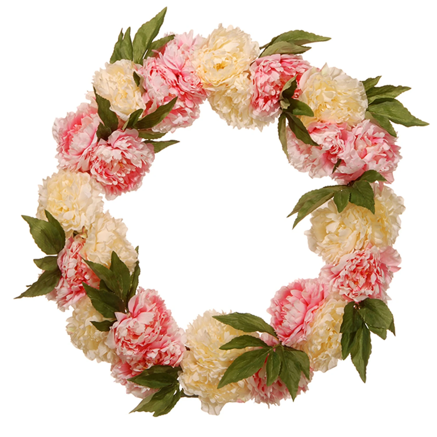 National Tree Company Artificial Hanging Wreath, Woven Branch Base, Decorated With Pink And White Peony Blooms, Leafy Greens, Spring Collection, 24 Inches 1 National Tree Company Artificial Hanging Wreath, Woven Branch Base, Decorated With Pink And White Peony Blooms, Leafy Greens, Spring Collection, 24 Inches