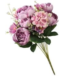 National Tree Company Artificial Floral Bouquet, Vine Stem Base, Decorated With Purple Rose Blooms, Purple Berry Clusters, Seed Pods, Leafy Greens, Spring Collection, 19 Inches