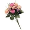 National Tree Company Artificial Floral Bouquet, Vine Stem Base, Decorated With Pink Rose Blooms, Purple Berry Clusters, Seed Pods, Leafy Greens, Spring Collection, 19 Inches