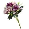 National Tree Company Artificial Floral Bouquet, Vine Stem Base, Decorated With Purple And Pink Rose Blooms, Berry Clusters, Seed Pods, Leafy Greens, Spring Collection, 19 Inches