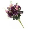 National Tree Company Artificial Floral Bouquet, Vine Stem Base, Decorated With Deep Purple Rose Blooms, Pink Flowers, Seed Pods, Leafy Greens, Spring Collection, 19 Inches
