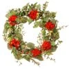 National Tree Company Artificial Hanging Wreath, Woven Branch Base, Decorated With Red Flower Blooms, Flowing Green Stems, Spring Collection, 32 Inches