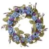 National Tree Company Artificial Hanging Wreath, Woven Branch Base, Decorated With Blue Hydrangea Blooms, Purple Flowers, Flowing Green Stems, Spring Collection, 32 Inches