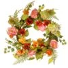 National Tree Company Artificial Hanging Wreath, Woven Branch Base, Decorated With Assorted Flowers, Fern Fronds, Leafy Greens, Spring Collection, 22 Inches