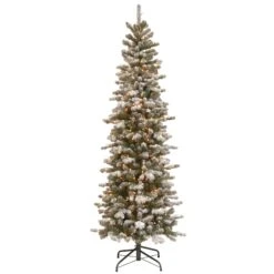 7.5 Ft. PowerConnect(TM) Snowy Sheffield Spruce Pencil Slim With Clear Lights