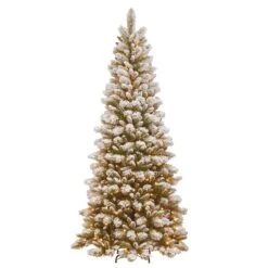 7.5 Ft. Snowy Westwood Slim Pine Tree With Clear Lights
