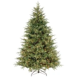 Pre-Lit 'Feel Real' Artificial Full Christmas Tree, Green, Frasier Grande, White Lights, Includes Stand, 7.5 Feet
