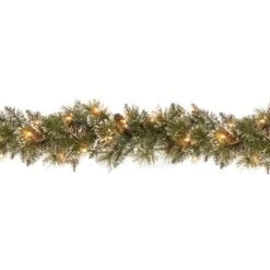 9 Ft. Glittery Bristle® Pine Garland With Clear Lights